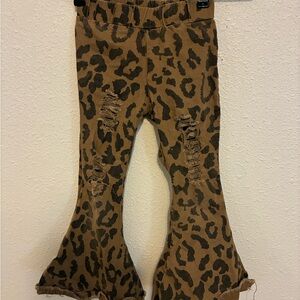 Leopard Print Kids Flared Pants